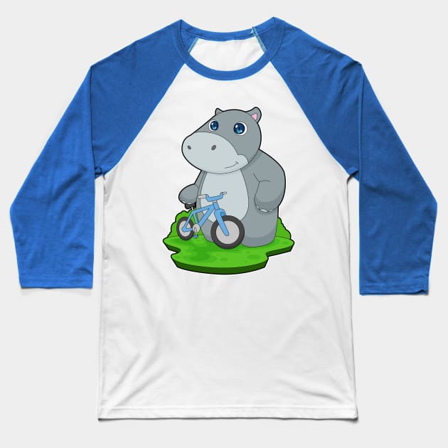 Hippo Bicycle Baseball T-Shirt by Markus Schnabel
